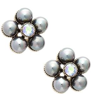 Silver Floral Rhinestone Earrings By Heidi Daus